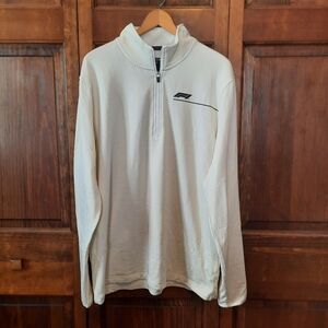🛍 NWT Formula 1 F1 Tech Cream Ivory 1/4 Zip Pullover Long Sleeve Shirt Size L